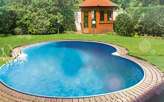 Achtformbecken Stahlwand Poolbau Bayern